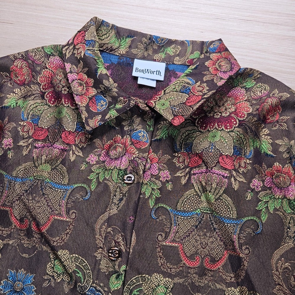 Baroque Floral Tapestry Jacket Dark Academia Romantic Midieval Gothic Button-Up